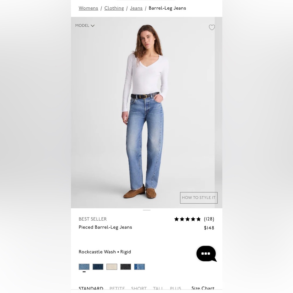 Madewell pieced barrel leg jeans